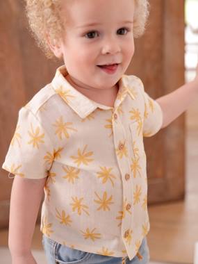 Baby-Short Sleeve Shirt in Cotton Gauze for Babies
