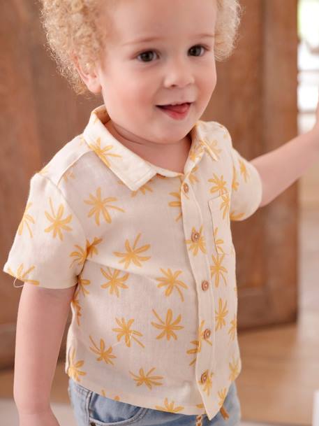 Short Sleeve Shirt in Cotton Gauze for Babies ecru - vertbaudet enfant 
