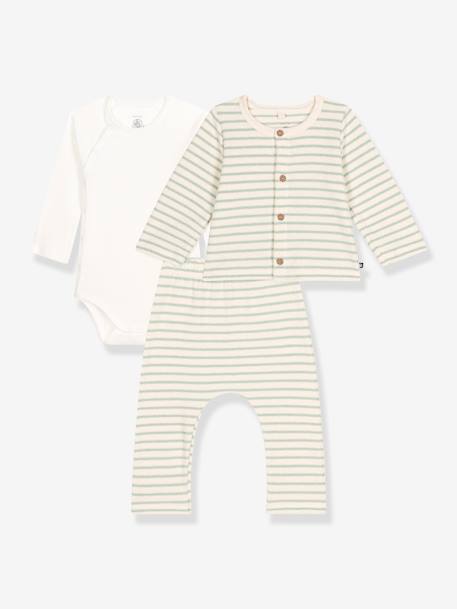 3-Piece Combo for Babies, by Petit Bateau striped green - vertbaudet enfant 