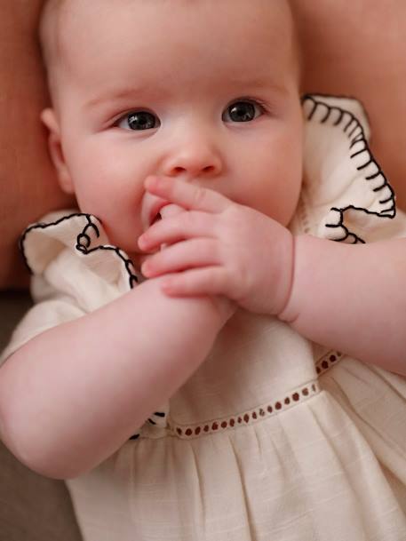 Robe en gaze de coton naissance écru - vertbaudet enfant 