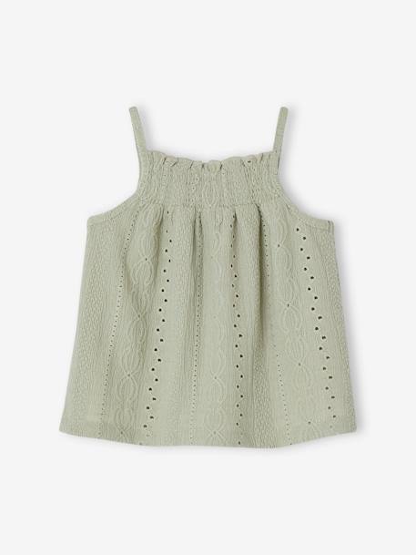 Strappy Fancy Knit Top for Babies sage green - vertbaudet enfant 