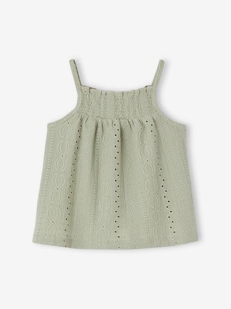 Strappy Fancy Knit Top for Babies sage green - vertbaudet enfant 