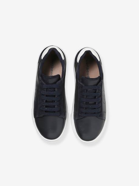 Baskets en cuir enfant blanc+marine - vertbaudet enfant 