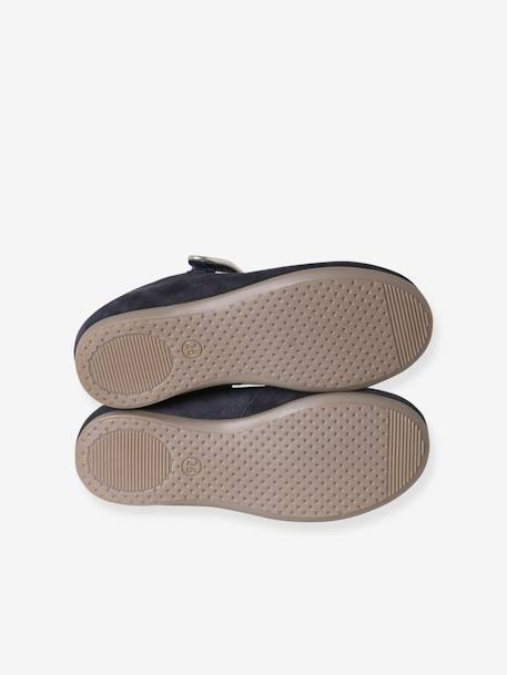 Ballerina Pumps with Hook-&-Loop Straps for Girls navy blue - vertbaudet enfant 