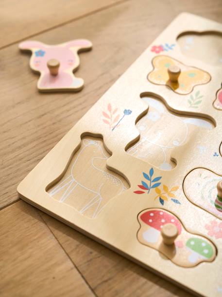 Puzzle boutons FORÊT ENCHANTÉE en bois FSC® rose - vertbaudet enfant 