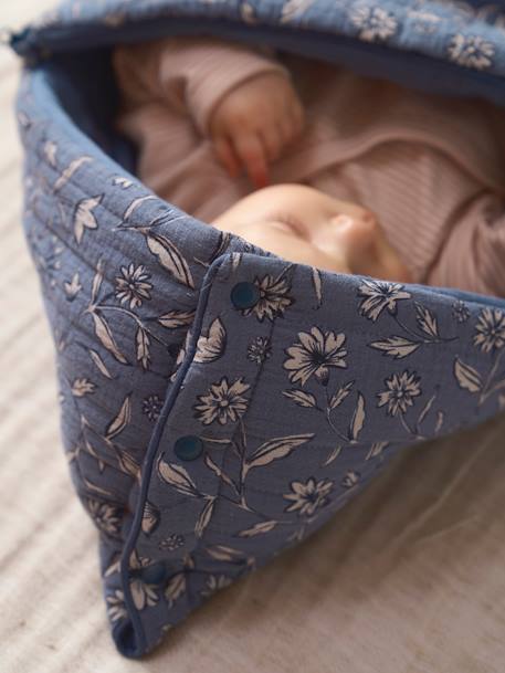 Baby Nest in Cotton Gauze printed blue+WHITE MEDIUM ALL OVER PRINTED - vertbaudet enfant 