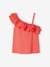 Sleeveless Top with Asymmetric Ruffles for Girls coral - vertbaudet enfant 