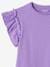 T-Shirt with Embroidered Flowers & Ruffled Sleeves for Girls violet - vertbaudet enfant 