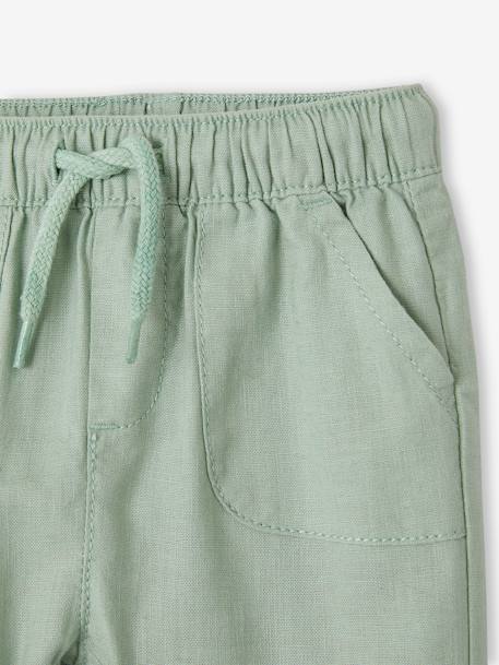 Pantalon léger en lin et coton bébé gris perle+vert sauge - vertbaudet enfant 