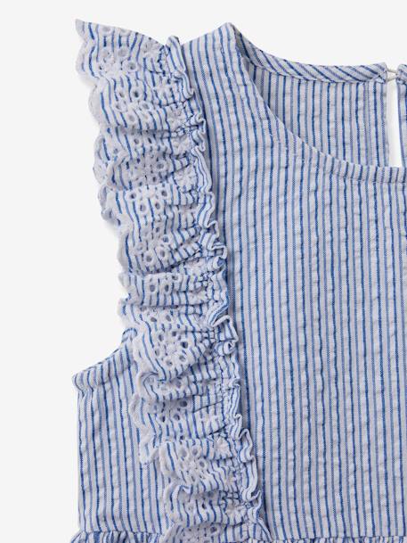 Dress in Seersucker for Girls, by CYRILLUS striped blue - vertbaudet enfant 