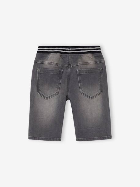 Bermuda Shorts in Denim-Effect Fleece for Boys, Easy to Put On denim grey+double stone+stone - vertbaudet enfant 