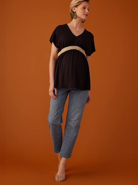 Top with V-Neckline for Maternity, Félicieor by ENVIE DE FRAISE black+terracotta - vertbaudet enfant 
