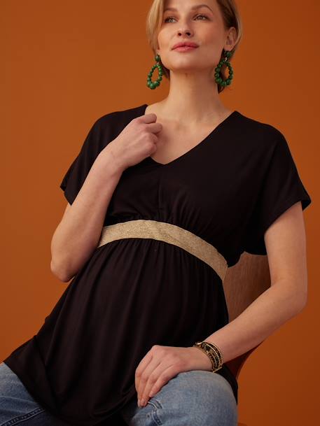 Top grossesse col V Félicieor noir+terracotta - vertbaudet enfant 