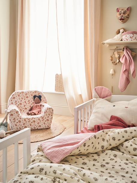 Cotton Gauze Duvet Cover for Babies, Barn BEIGE LIGHT ALL OVER PRINTED - vertbaudet enfant 