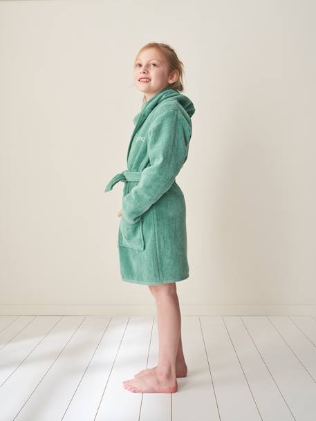 Peignoir de bain enfant uni avec coton recyclé, personnalisable bois de rose+marine+menthe - vertbaudet enfant 