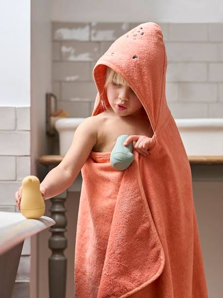 Bath Cape, Essentials for Babies, in recycled cotton green+peach+sandy beige - vertbaudet enfant 