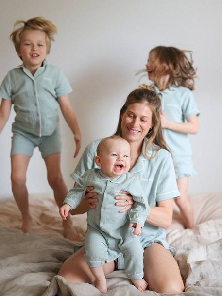 Short Pyjamas in Cotton Gauze for Women sage green - vertbaudet enfant 