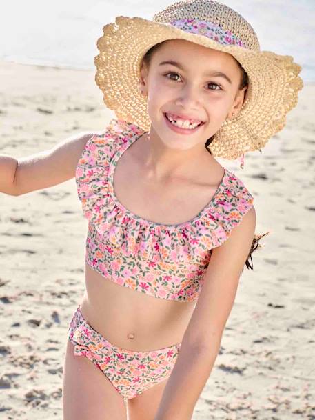 Floral Print Bikini pale pink+printed green - vertbaudet enfant 