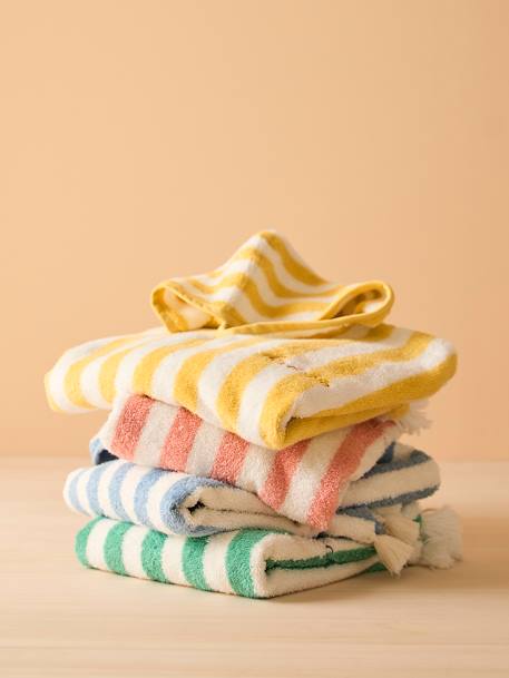 Poncho de bain enfant à rayures personnalisable bleu+rayé jaune+rose+vert - vertbaudet enfant 