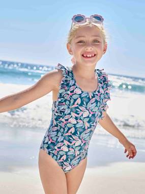 Girls-Swimsuit with Tropical Print for Girls