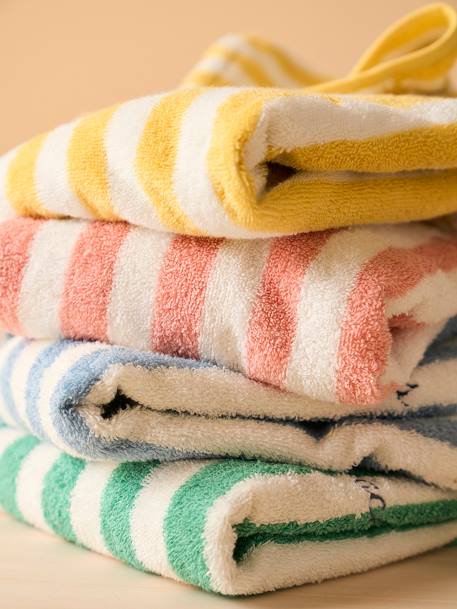Poncho de bain enfant à rayures personnalisable bleu+rayé jaune+rose+vert - vertbaudet enfant 