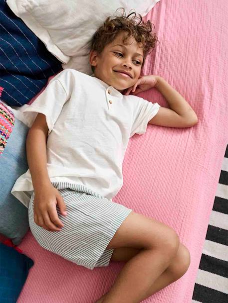 Pyjashort bi-matière garçon personnalisable écru - vertbaudet enfant 
