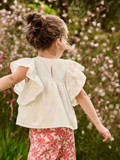 Blouse brodée à volants fille écru - vertbaudet enfant 