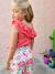 Top with Asymmetrical Frill for Girls coral+ecru+sage green - vertbaudet enfant 