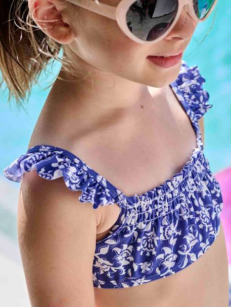 Floral Bikini for Girls, Team Famille Collection printed blue - vertbaudet enfant 
