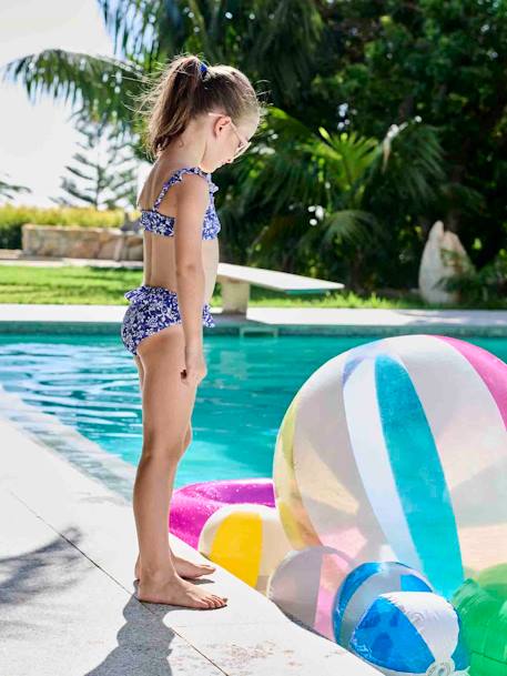 Maillot bain 2 pièces fleuri fille collection Team famille bleu imprimé - vertbaudet enfant 