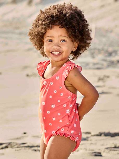 Swimsuit with Floral Print, for Baby Girls fuchsia - vertbaudet enfant 
