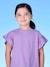 Tee-shirt brodé fleurs fille manches à volant violet - vertbaudet enfant 