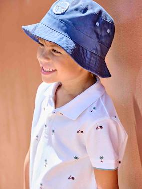 Boys-Tops-Polo Shirts-Printed Polo Shirt in Piqué Knit for Boys
