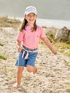 Bermuda en jean style paperbag fille  - vertbaudet enfant