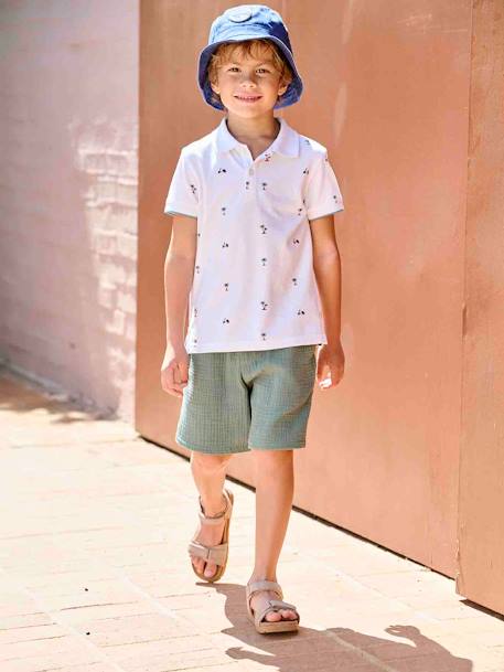 Cotton Gauze Shorts for Boys green - vertbaudet enfant 