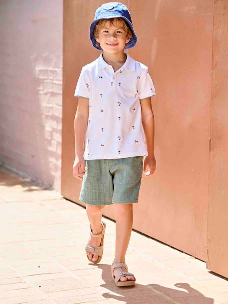 Cotton Gauze Shorts for Boys electric blue+green - vertbaudet enfant 