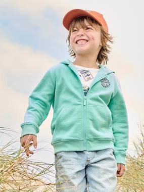 Garçon-Pull, gilet, sweat-Sweat-Sweat garçon zippé à capuche motif poitrine