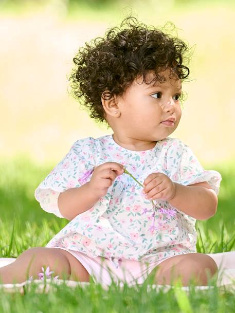 Blouse bébé motif fleurs écru - vertbaudet enfant 