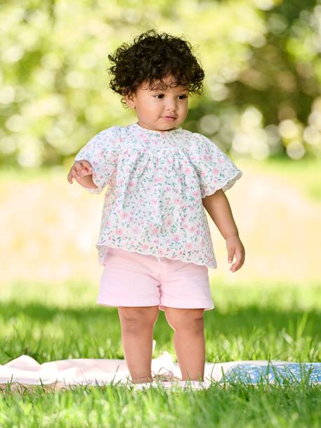 Shorts with Floral Belt for Babies lilac - vertbaudet enfant 