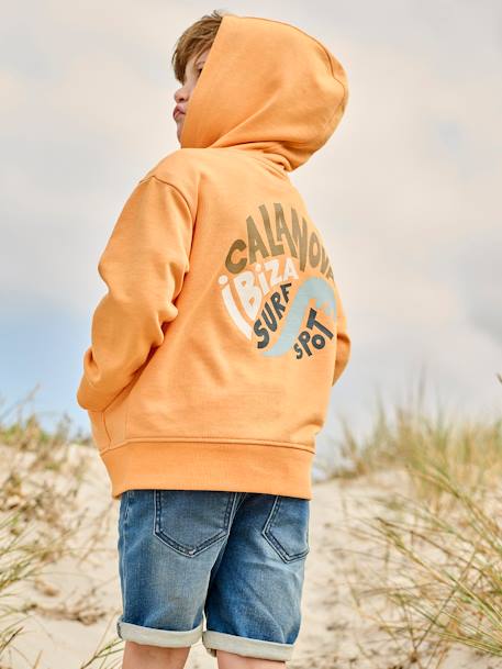 Sweat zippé à capuche motif surf au dos garçon orange - vertbaudet enfant 