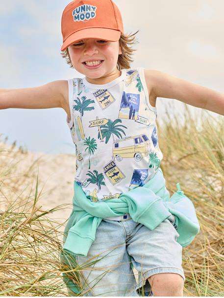 Tank Top with Surfing Motifs for Boys printed white - vertbaudet enfant 