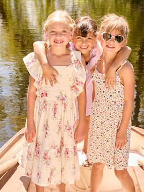 Floral Dress in Cotton Gauze for Girls  - vertbaudet enfant