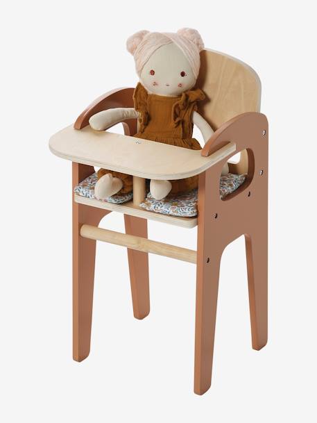 Chaise haute pour poupon en bois FSC® blanc+bois - vertbaudet enfant 