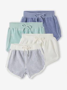 Baby-Bodysuits-Pack of 4 Shorts in Terry Cloth, for Babies