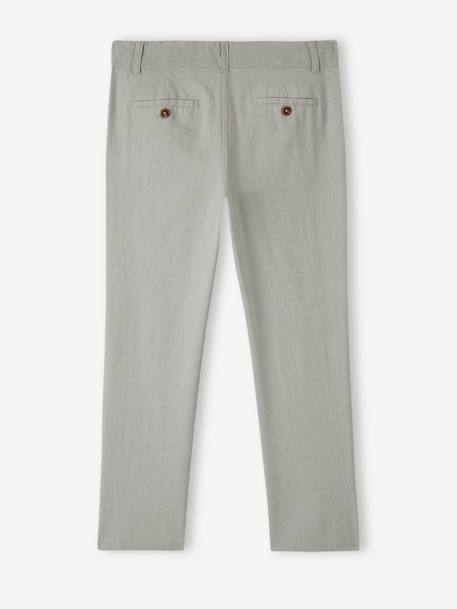 Pantalon garçon cérémonie chino en coton/lin beige+beige clair+bleu+marine foncé+vert sauge - vertbaudet enfant 