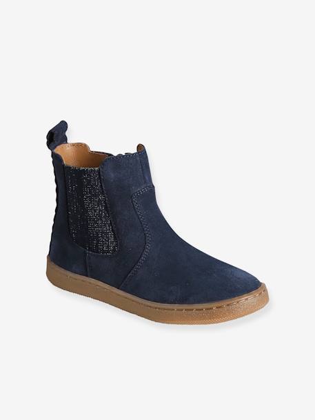Boots fille cuir zippées bronze+camel+marine+vert - vertbaudet enfant 