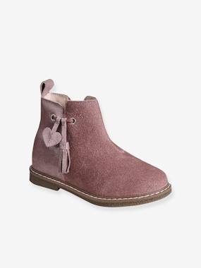 Boots enfant fille cuir à pompon zippées  - vertbaudet enfant