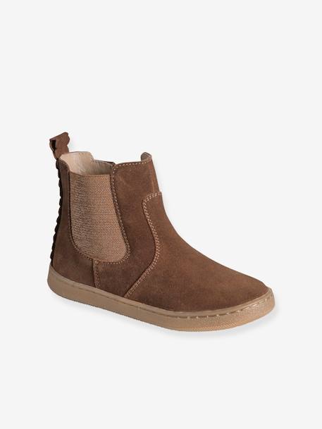 Boots fille cuir zippées bronze+camel+marine+vert - vertbaudet enfant 