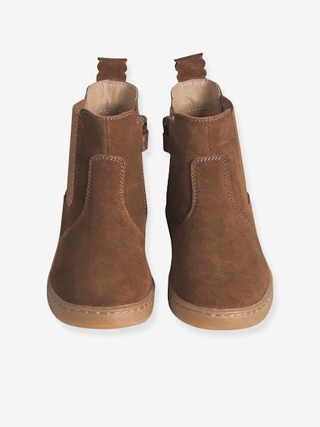 Boots fille cuir zippées bronze+camel+marine+vert - vertbaudet enfant 