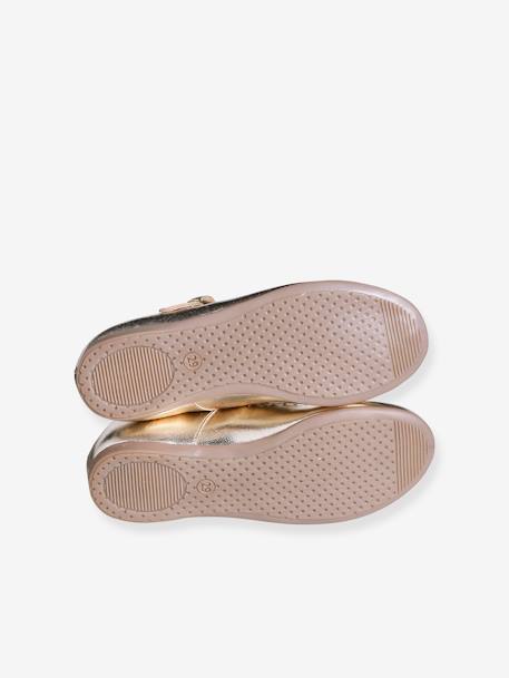 Ballerines cuir fille beige imprimé+or - vertbaudet enfant 